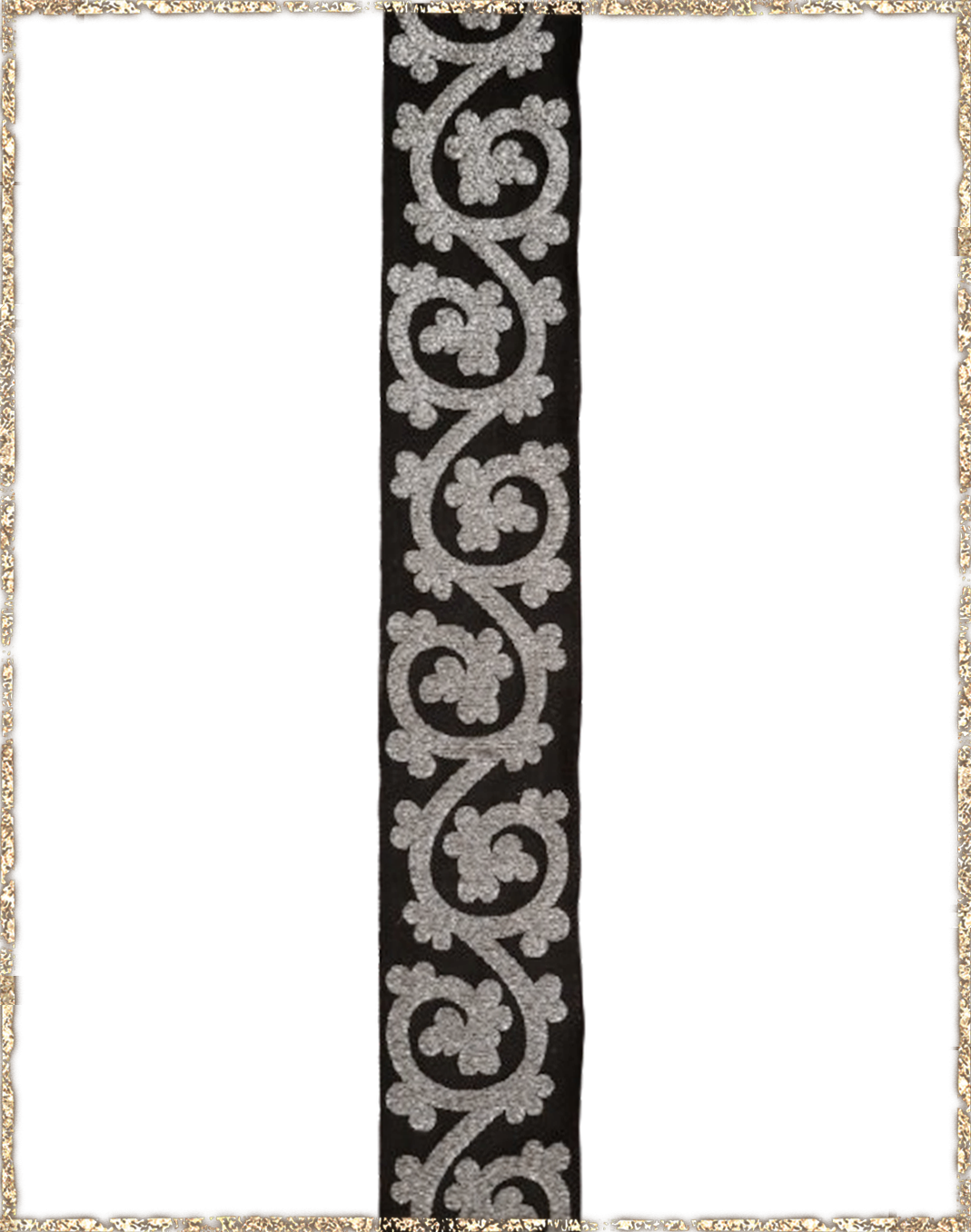 Borte Kleeranke 50 schwarz silber 420497 Borte Kleeranke 50 schwarz silber 420497